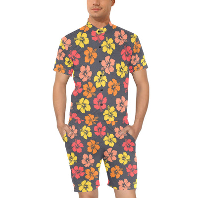 Hibiscus Pattern Print Design HB024 Men's Romper