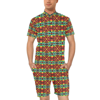 Kente Red Design African Print Men's Romper