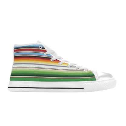 Serape Print Design LKS302 High Top Women's White Shoes
