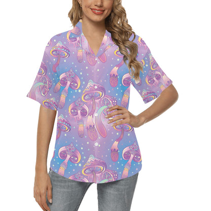 Psychedelic Mushroom Pattern Print Design A01 Women's Hawaiian Shirt