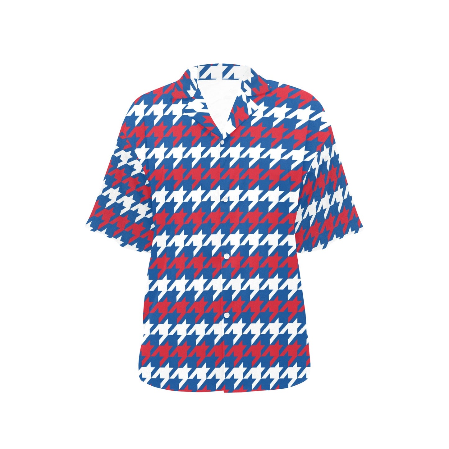 Patriotic Houndstooth Pattern Print Design A02 Women's Hawaiian Shirt