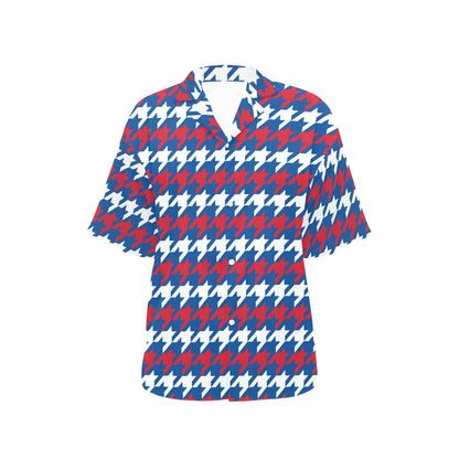 Patriotic Houndstooth Pattern Print Design A02 Women's Hawaiian Shirt