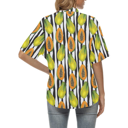 Papaya Pattern Print Design PP01 Women's Hawaiian Shirt