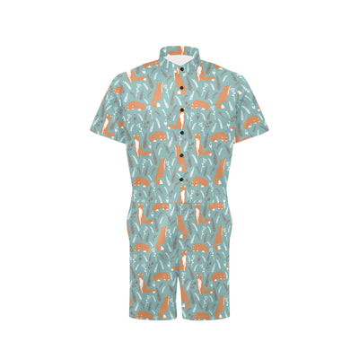 Fox Forest Print Pattern Men's Romper