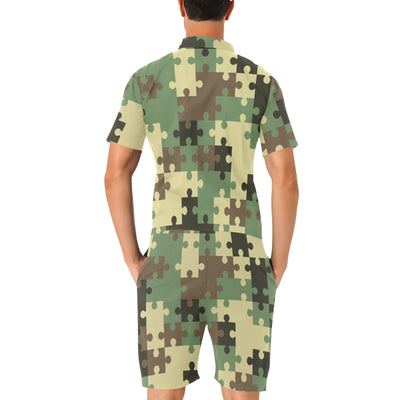 Puzzle Camo Pattern Print Design A03 Men's Romper