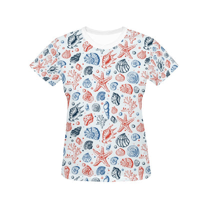 Seashell Print Design LKS307 Women's  T-shirt