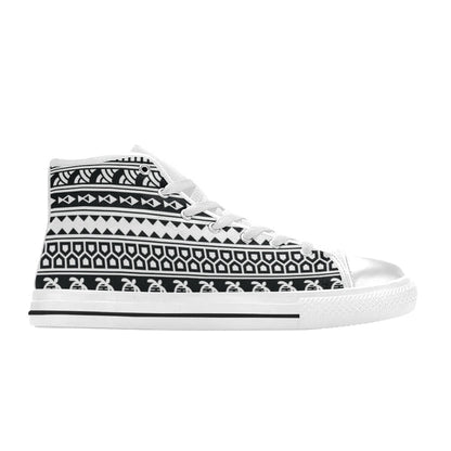 Samoan Pattern Print Design LKS303 High Top Women's White Shoes