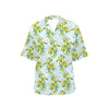 Elegant Olive Floral Print Women's Hawaiian Shirt