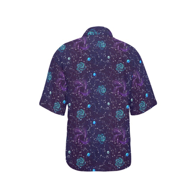 Zodiac Galaxy Design Print Women's Hawaiian Shirt