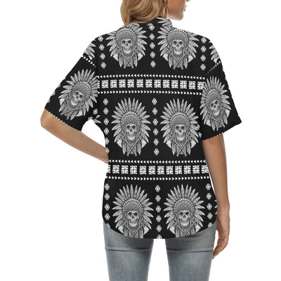 Native American Indian Skull Women's Hawaiian Shirt