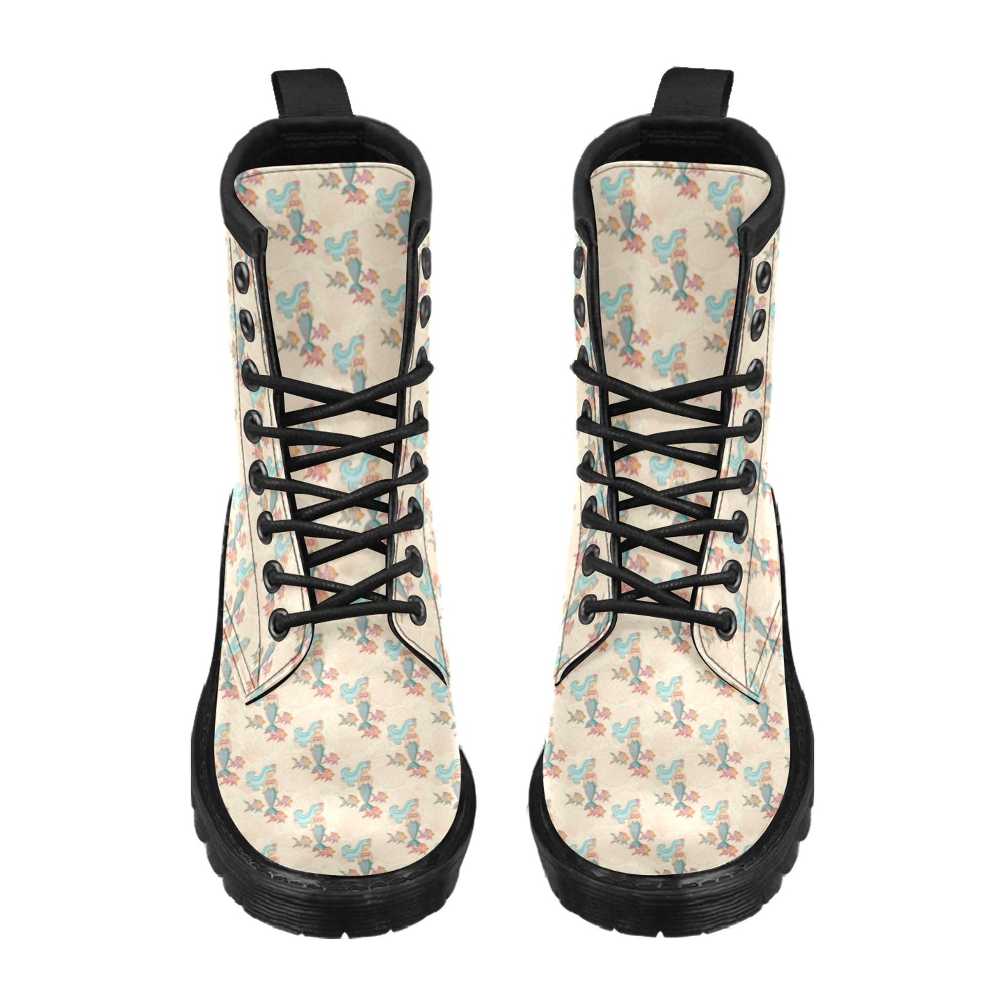 Mermaid Girl With Fish Design Print Women's Boots