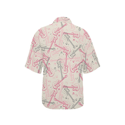 Bass Guitar Pattern Print Design 02 Women's Hawaiian Shirt