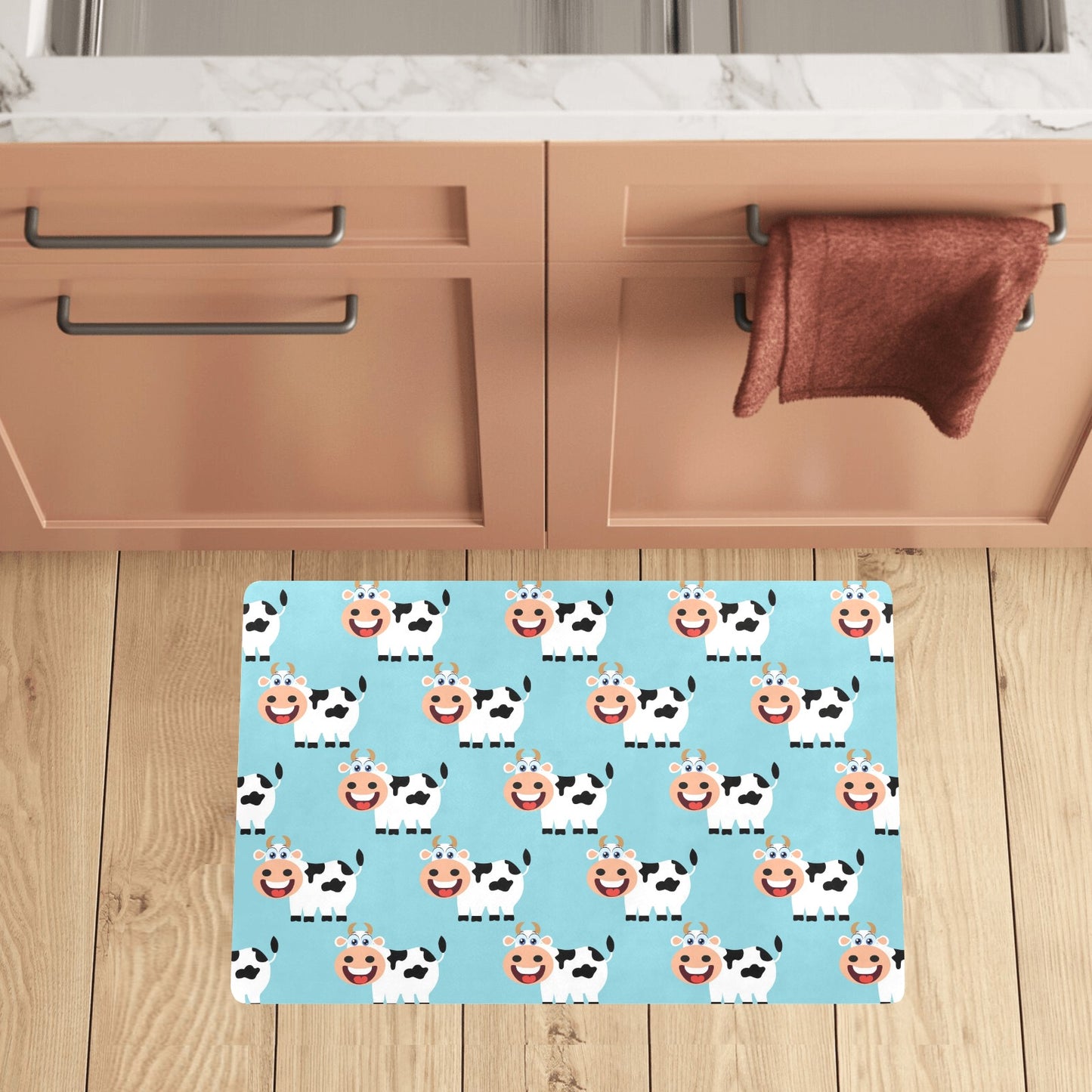 Cattle Cute Pattern Print Design 01 Kitchen Mat