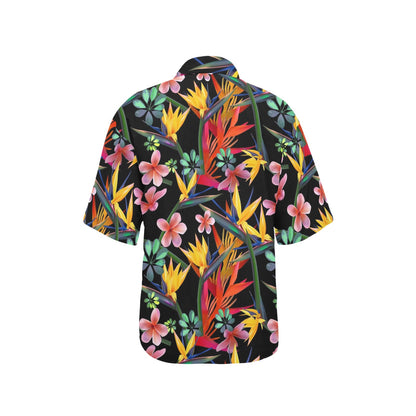 Tropical Flower Pattern Print Design TF015 Women's Hawaiian Shirt