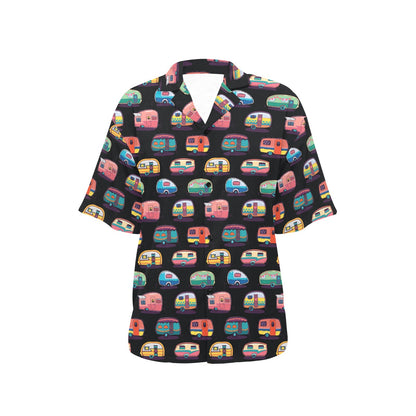 Camper Camping Pattern Women's Hawaiian Shirt