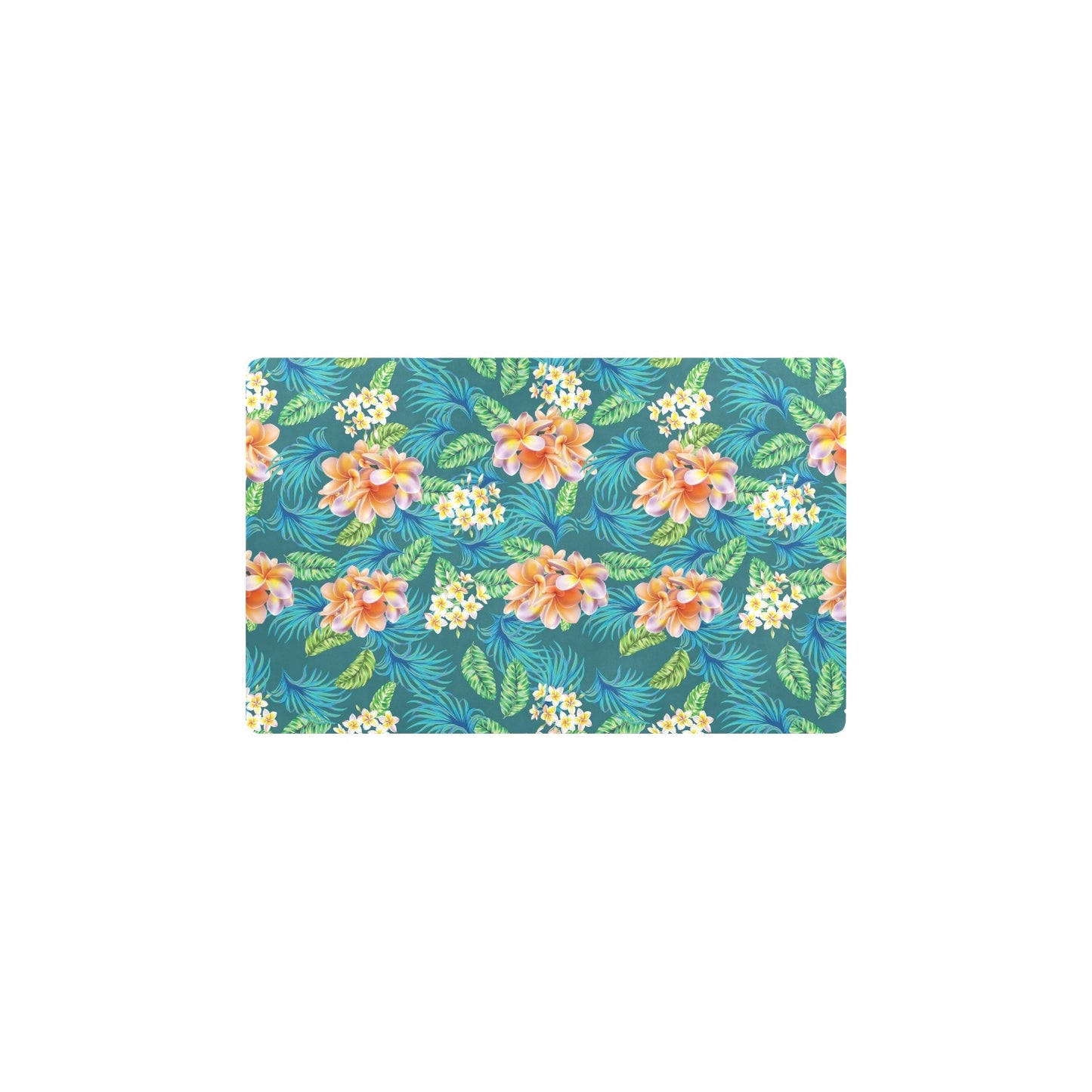 Plumeria Tropical Flower Design Print Kitchen Mat