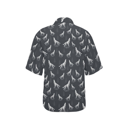 Wolf Print Design LKS303 Women's Hawaiian Shirt