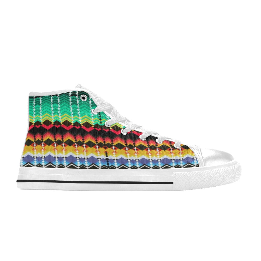 Serape Print Design LKS307 High Top Women's White Shoes