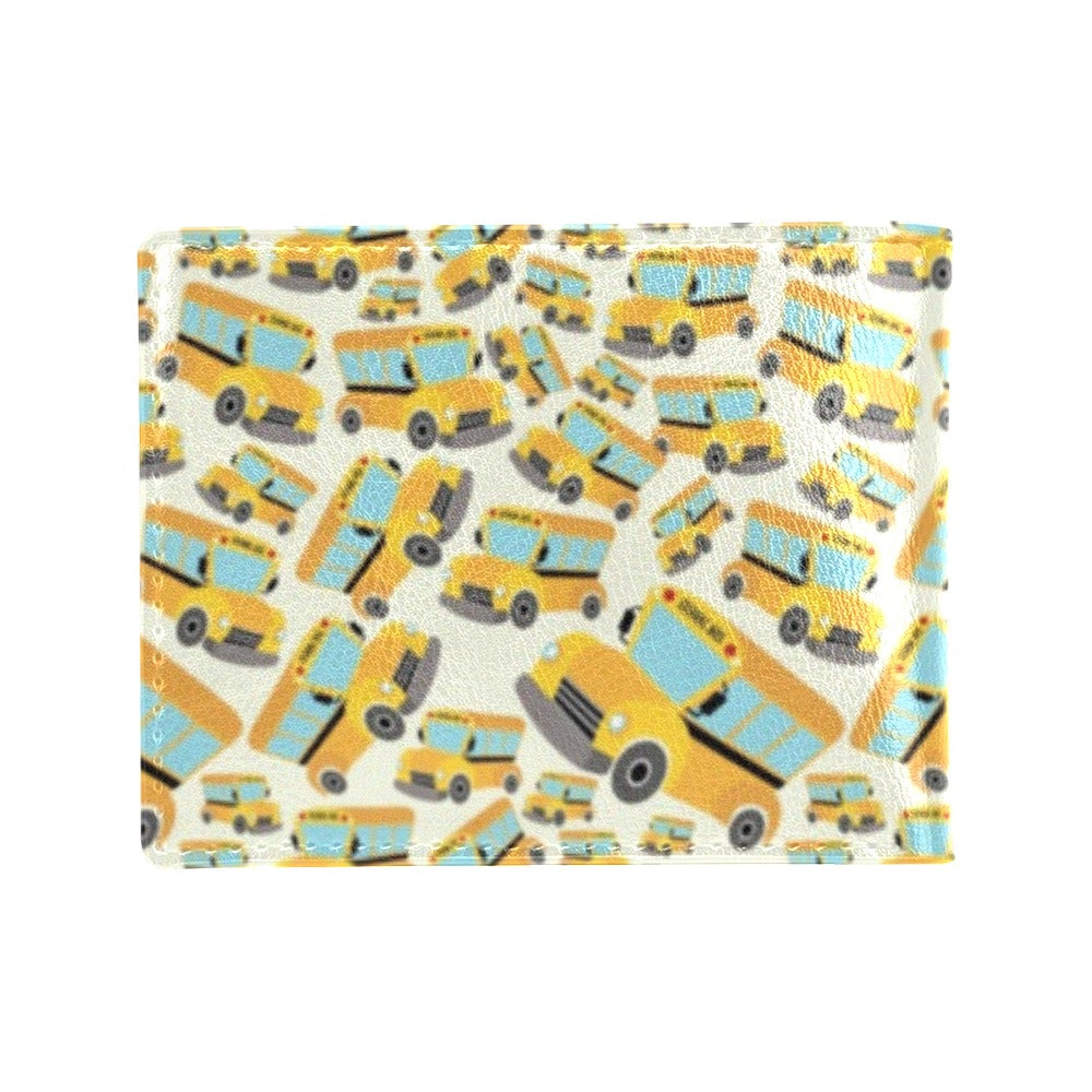 School Bus Print Design LKS301 Men's ID Card Wallet