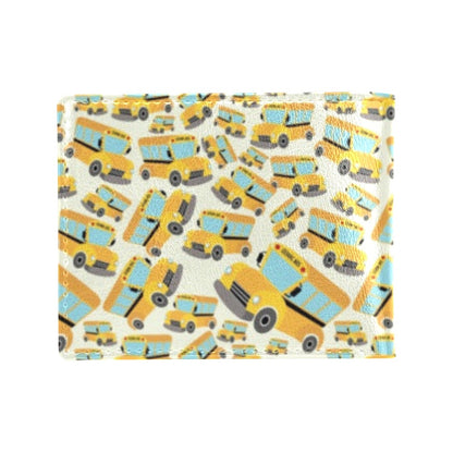 School Bus Print Design LKS301 Men's ID Card Wallet