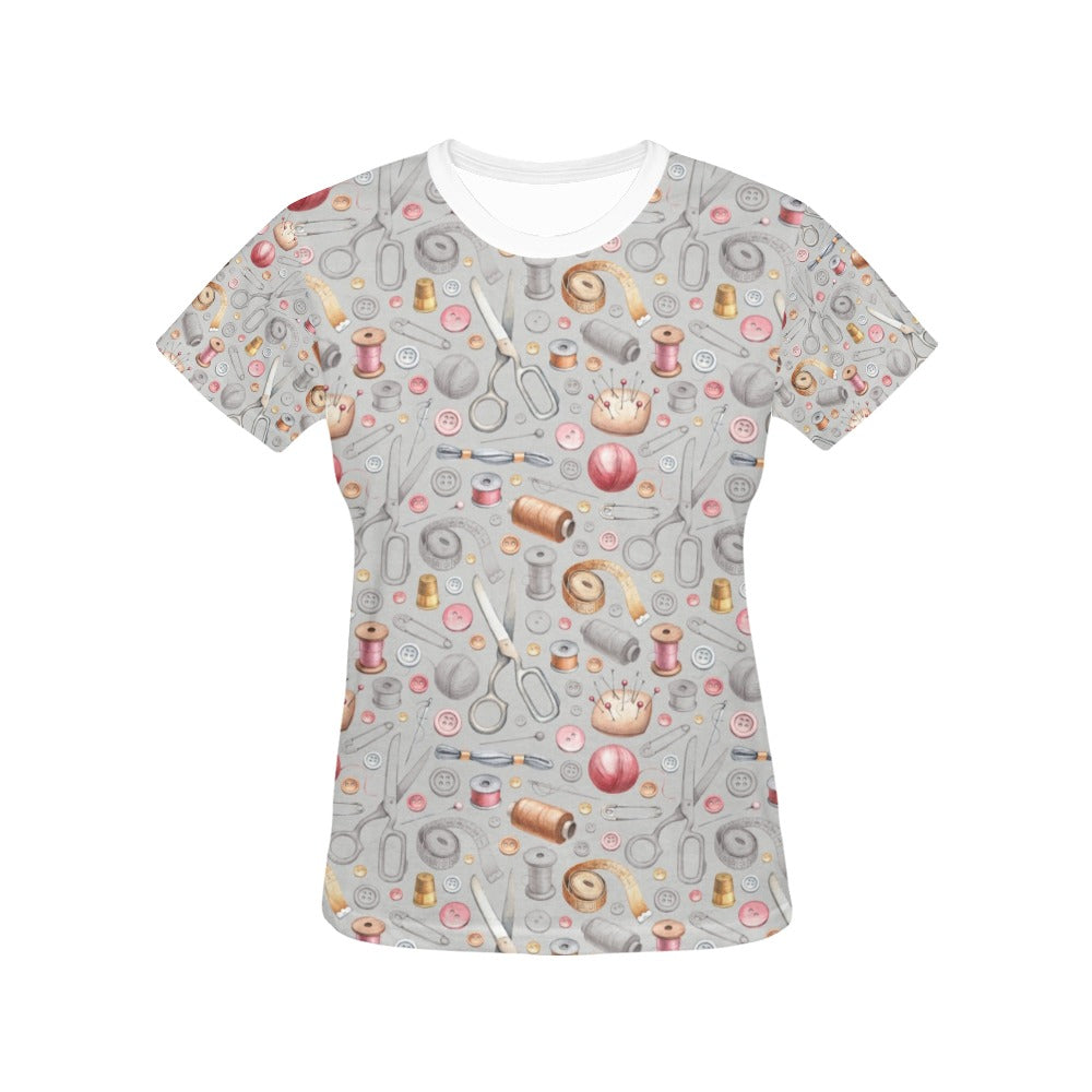 Sewing Equipment Print Design LKS302 Women's  T-shirt