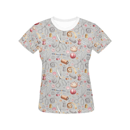 Sewing Equipment Print Design LKS302 Women's  T-shirt