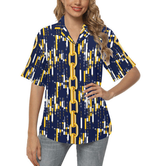 Cryptocurrency Chain Pattern Print Design 03 Women's Hawaiian Shirt