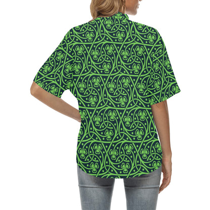 Shamrock Themed Print Women's Hawaiian Shirt