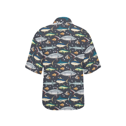 Swordfish Pattern Print Design 04 Women's Hawaiian Shirt