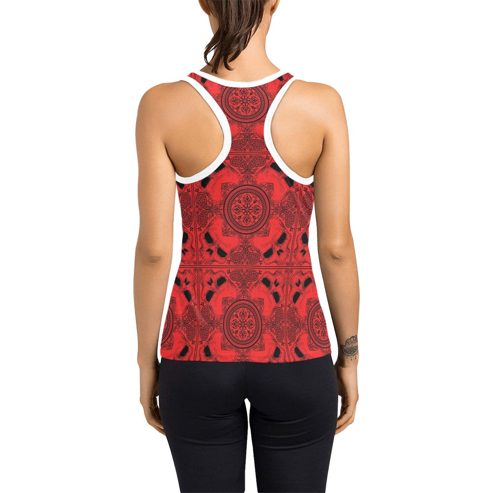 Bandana Red Print Design LKS304 Women's Racerback Tank Top