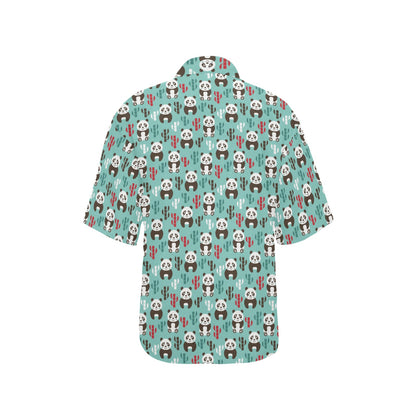 Panda Bear Cute Themed Print Women's Hawaiian Shirt