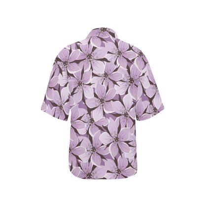 Lilac Pattern Print Design 01 Women's Hawaiian Shirt