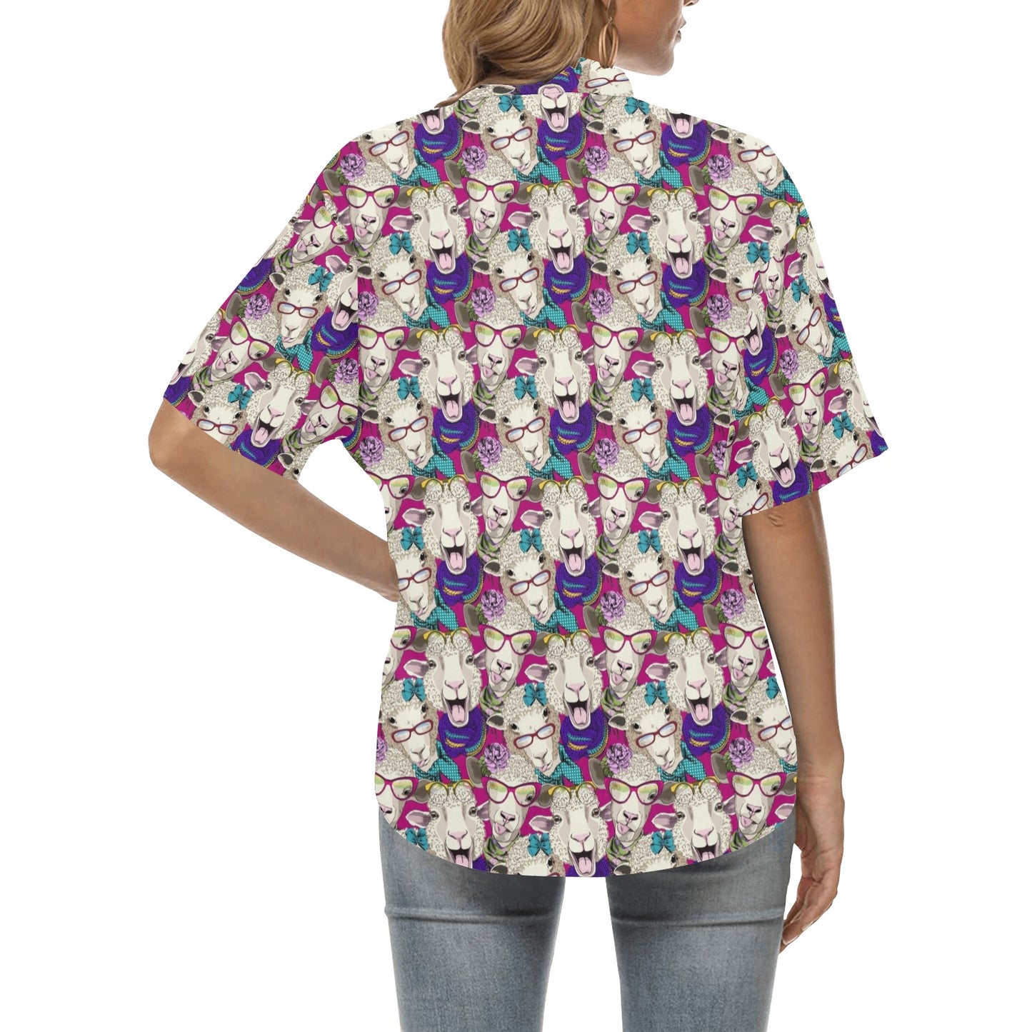 Sheep Print Design LKS403 Women's Hawaiian Shirt