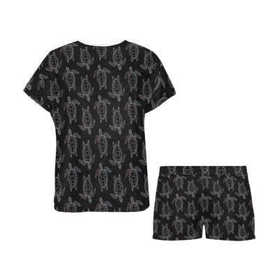 Sea Turtle Print Design LKS3012 Women's Short Pajama Set