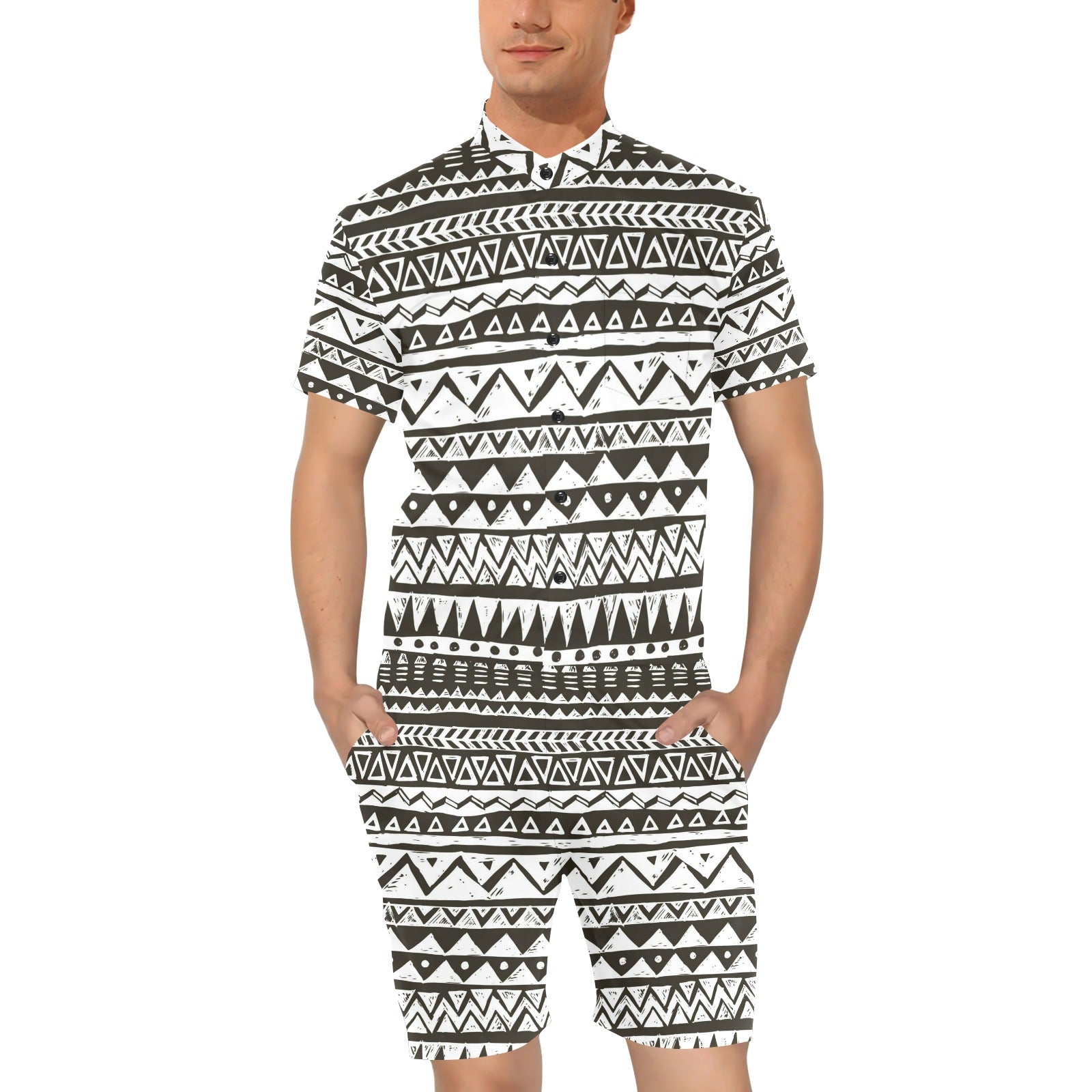 Hand draw Tribal Aztec Men's Romper – JorJune