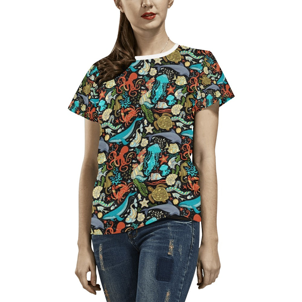 Underwater Animal Print Design LKS301 Women's  T-shirt