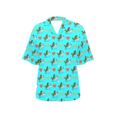 Horse Couple Love Print Design LKS309 Women's Hawaiian Shirt