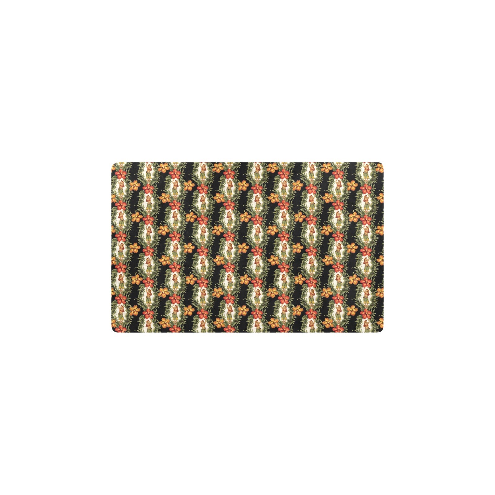 Hawaiian Flower Hula Hibiscus Print Kitchen Mat