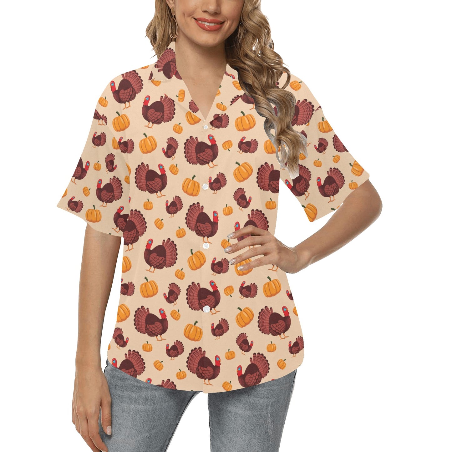 Thanksgiving Print Design LKS308 Women's Hawaiian Shirt