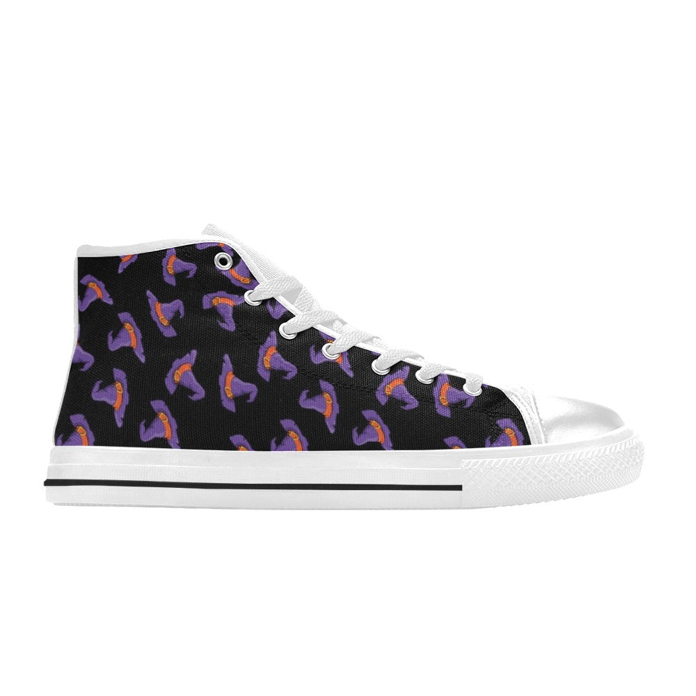 Witch Hat Print Design LKS304 High Top Women's White Shoes