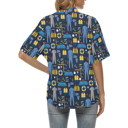 Scuba Equipment Print Design LKS305 Women's Hawaiian Shirt