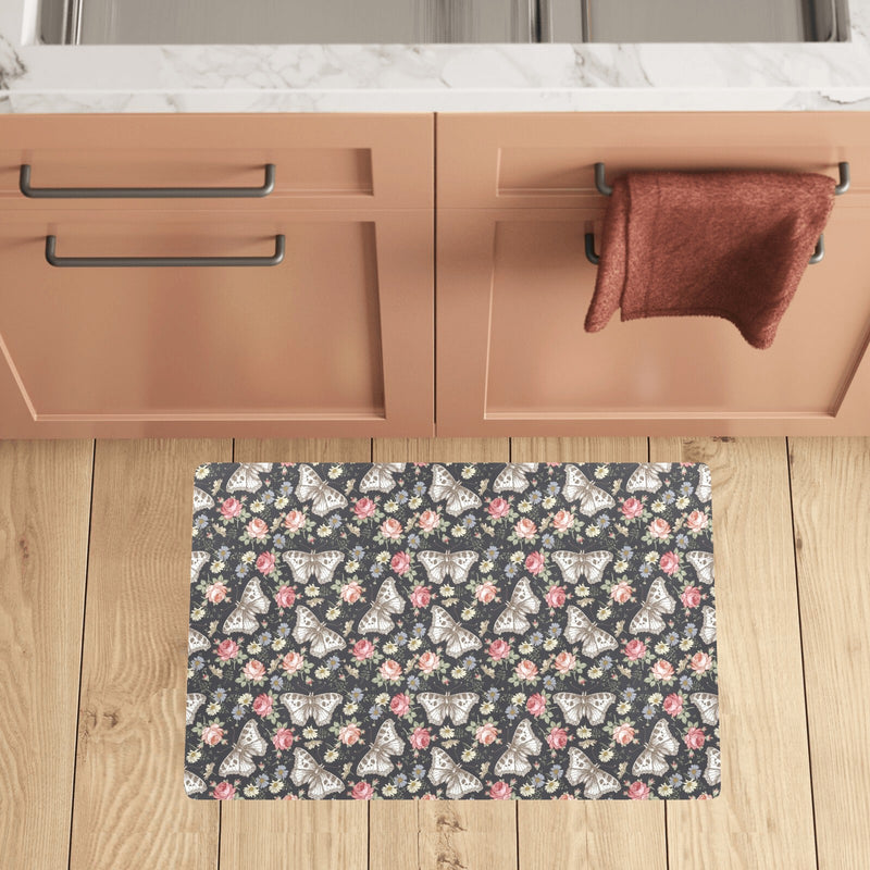 Butterfly Flower Pattern Print Design 07 Kitchen Mat