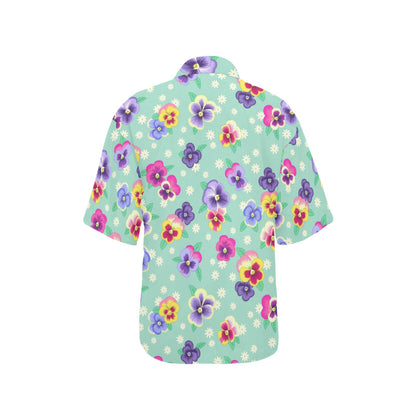 Pansy Pattern Print Design PS08 Women's Hawaiian Shirt