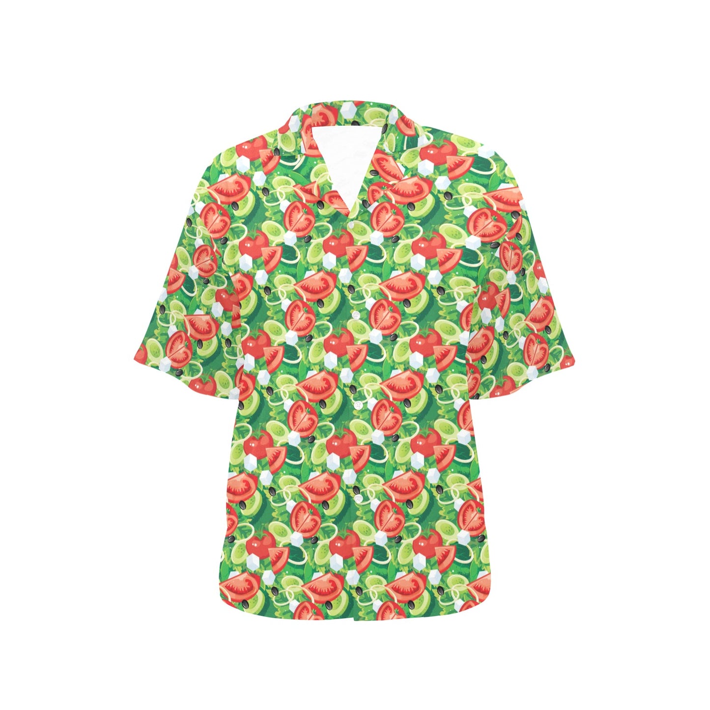 Vegan Salad Themed Design Print Women's Hawaiian Shirt