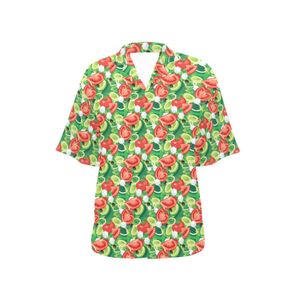 Vegan Salad Themed Design Print Women's Hawaiian Shirt