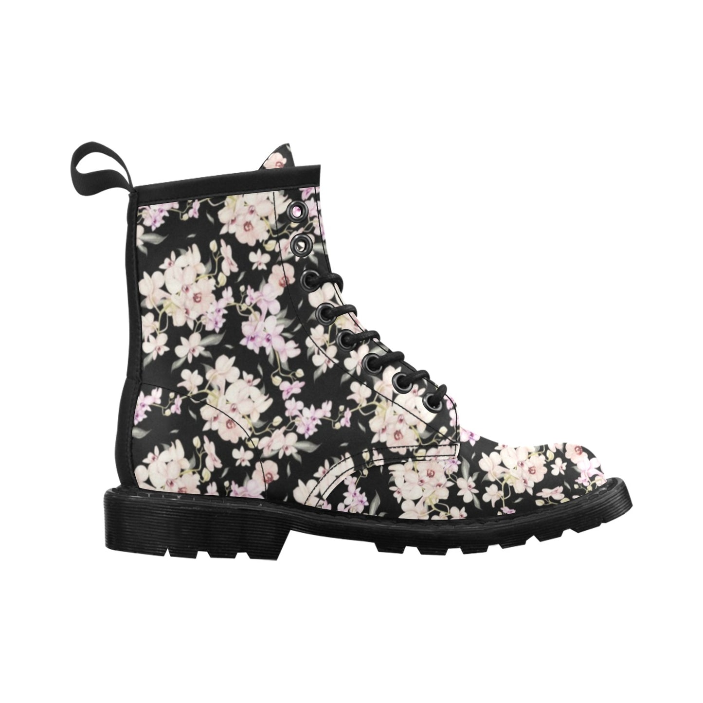 Orchid White Pattern Print Design OR03 Women's Boots