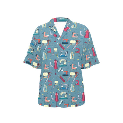 Sewing Equipment Print Design LKS301 Women's Hawaiian Shirt