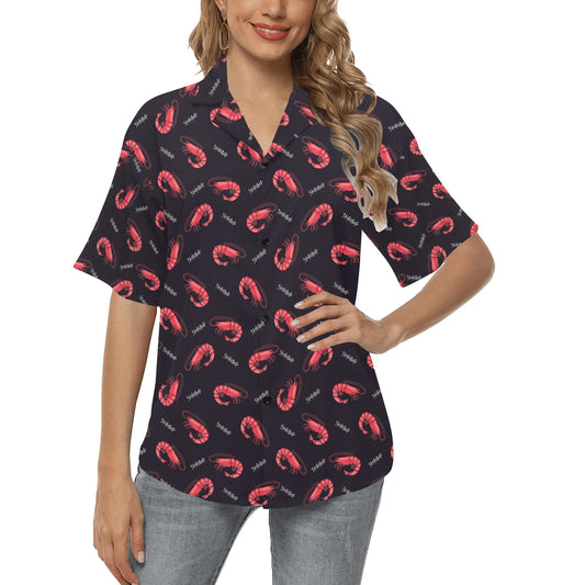 Shrimp Print Design LKS302 Women's Hawaiian Shirt