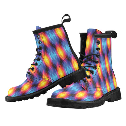 Flame Fire Blue Design Print Women's Boots