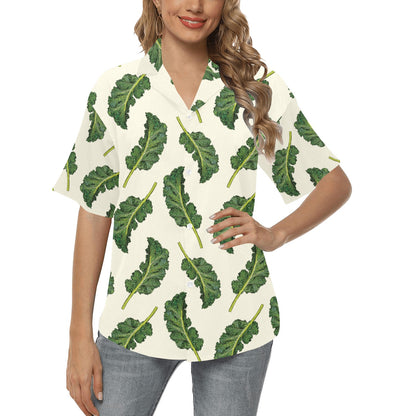 Kale Pattern Print Design 03 Women's Hawaiian Shirt